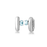Silver Small Hoop, White Rhodium, Natural Blue Topaz + Star Fish Gift